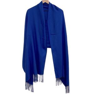 SHAWL Super Soft  74” Length Vibrant Blue Color Fringe (see description).